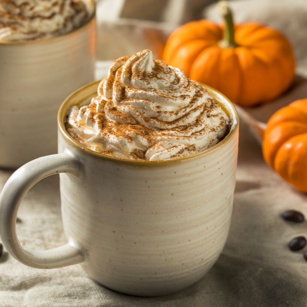mug with beverage and whipped cream on top
