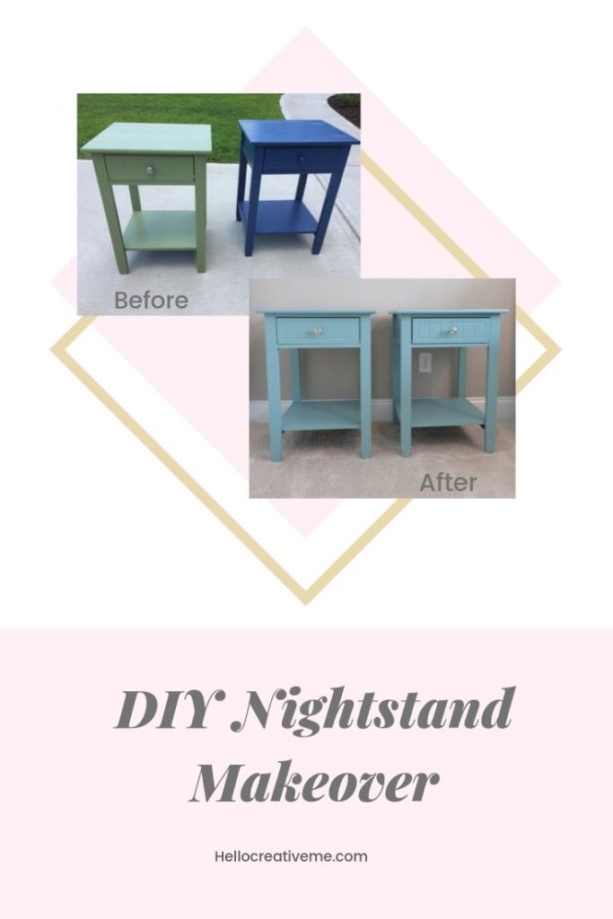 Before and after pictures of painted nightstand makeover