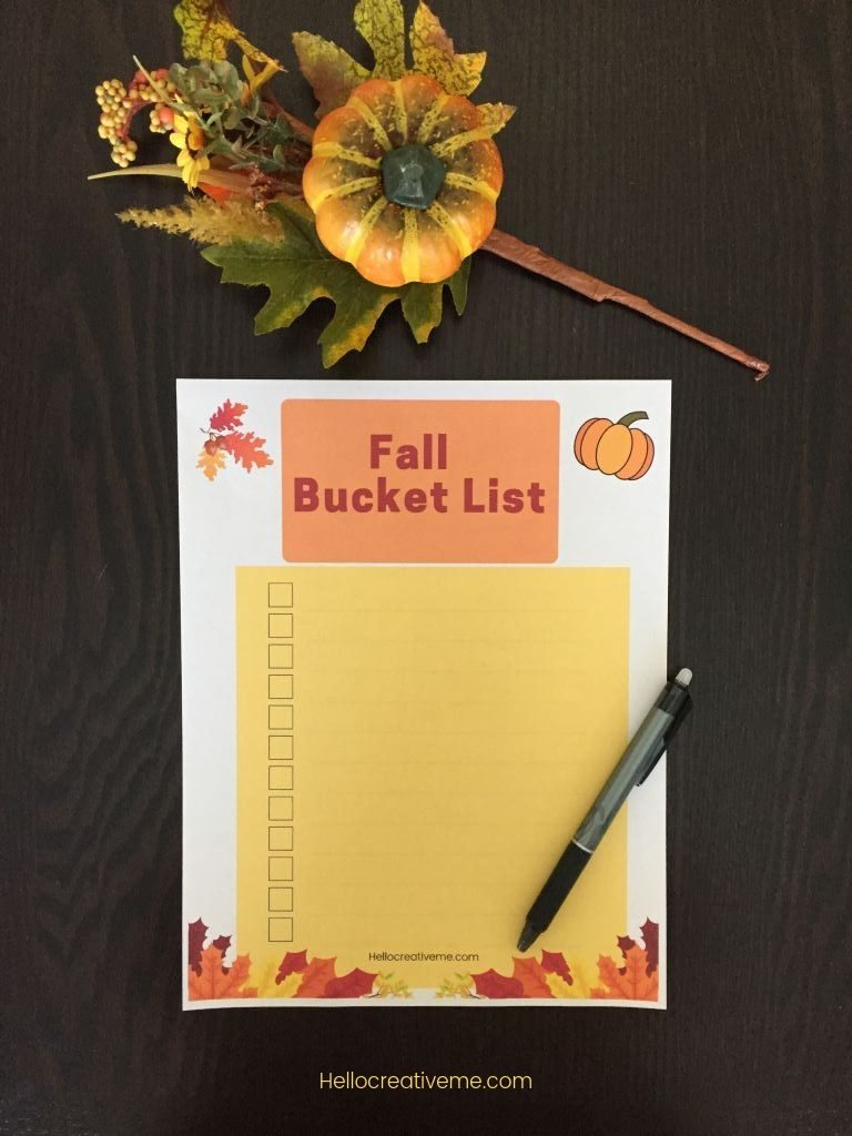 fall bucket list printable on brown table