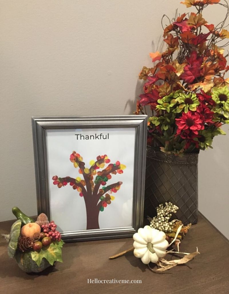 framed thankful fingerprint tree project