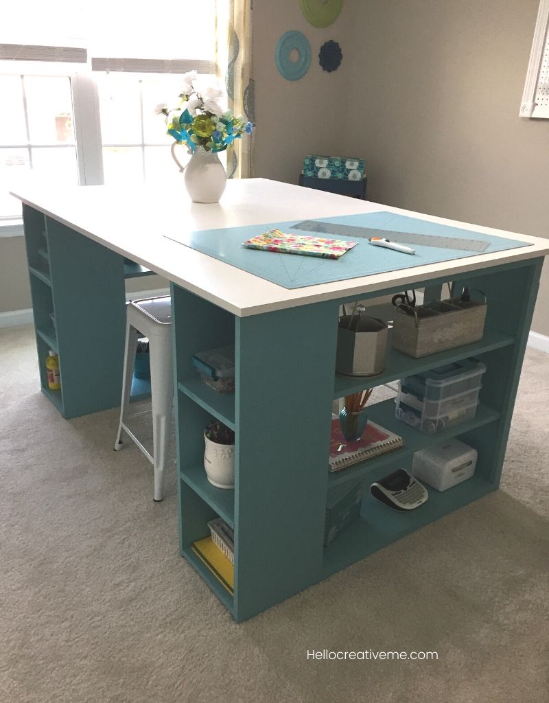 DIY Counter Height Craft Table With Storage 