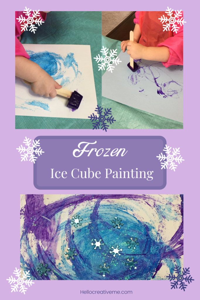 kids painting with ice cubes