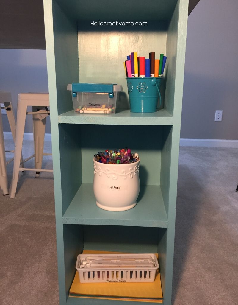 cubby of DIY craft room table
