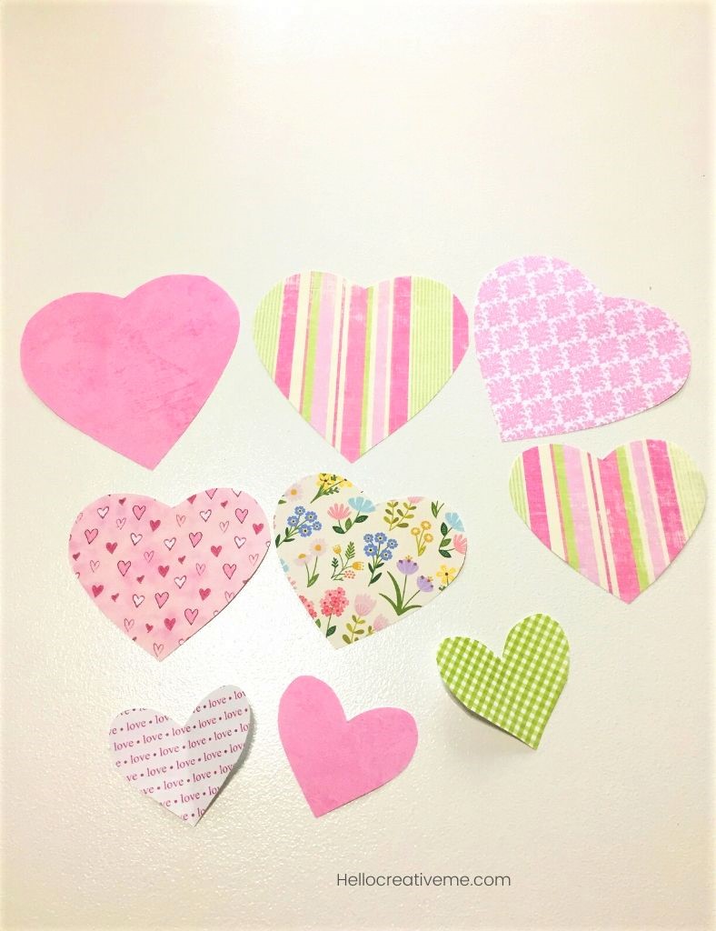 Pink patterned paper hearts