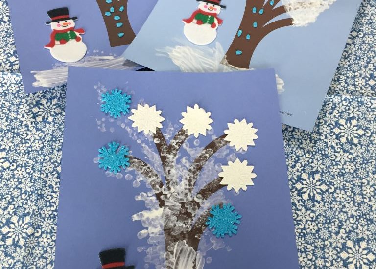 three winter tree painting projects