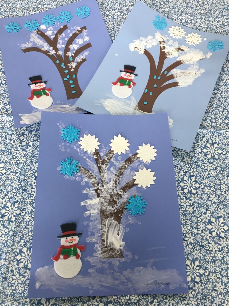 three winter tree painting projects