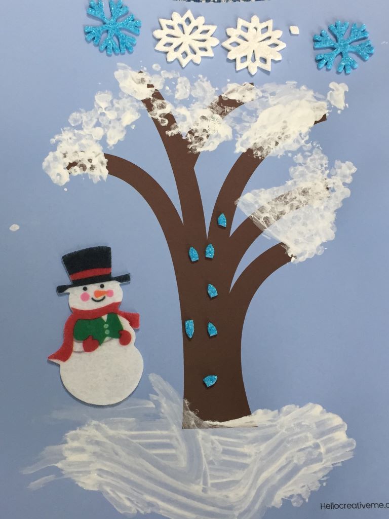 Winter Tree Painting Using Q tips Hello Creative Me