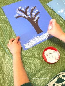 Winter Tree Painting Using Q tips - Hello Creative Me