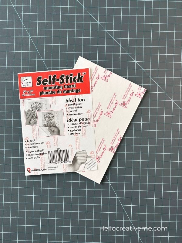 Self stick mounting board used for DIY cross stitch finishing projects.